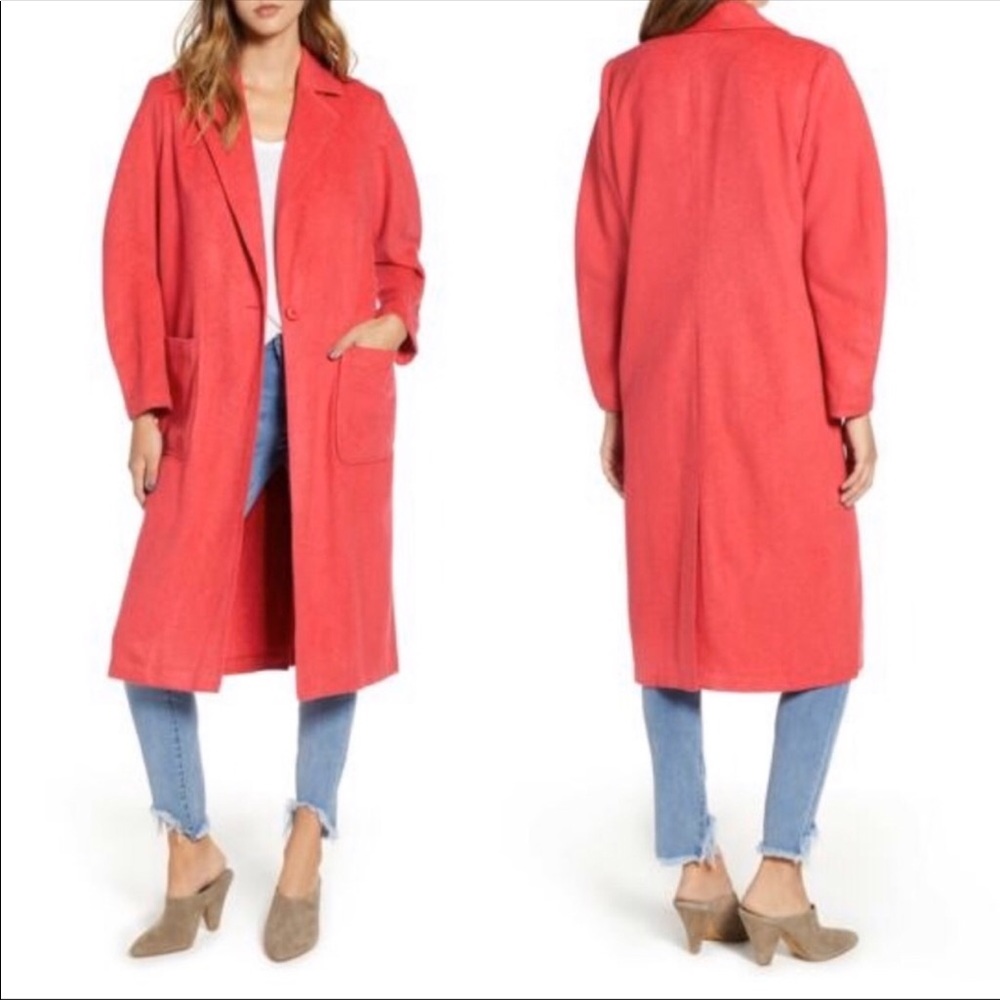 Nordstrom Leith Pink Oversized Long Coat